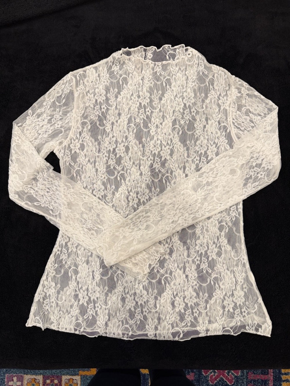 Sheer Ivory Lace Long Sleeve Top